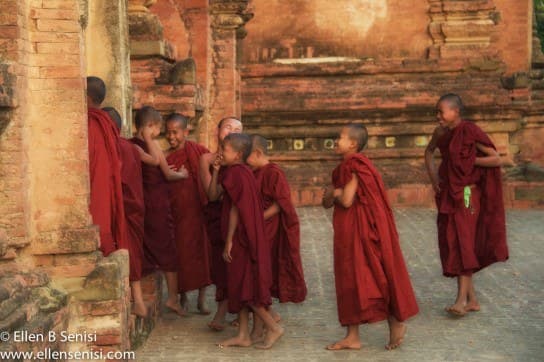 Bagan, Burma, Myanmar. Sulmani Temple and Buddhist Monk Novices.