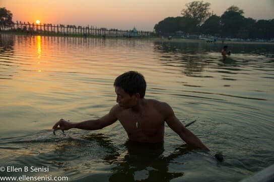 Mandalay, Burma, Myanmar. U Bien Bridge